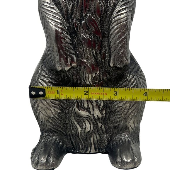 Silver Tone Metal Rabbit Bunny Figure Sitting Décor Garden Statue 12" Tall NWT - Picture 9 of 13
